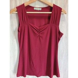 Vintage Suzie Red Tank Top Sleeveless Blouse Size S Stretch Knit Y2K Style